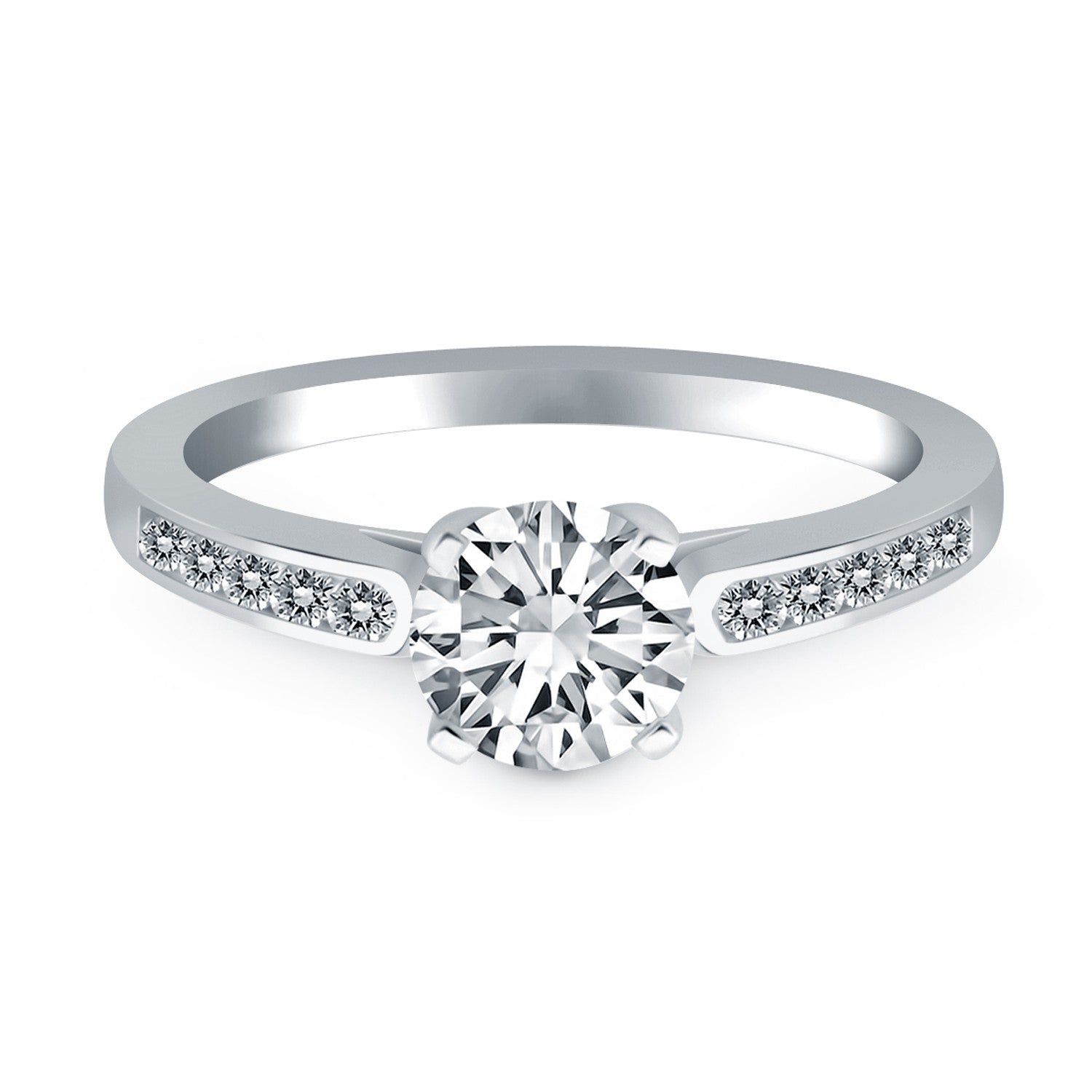 Cathedral Diamond Engagement Ring in 14K White Gold | 0.70 cttw