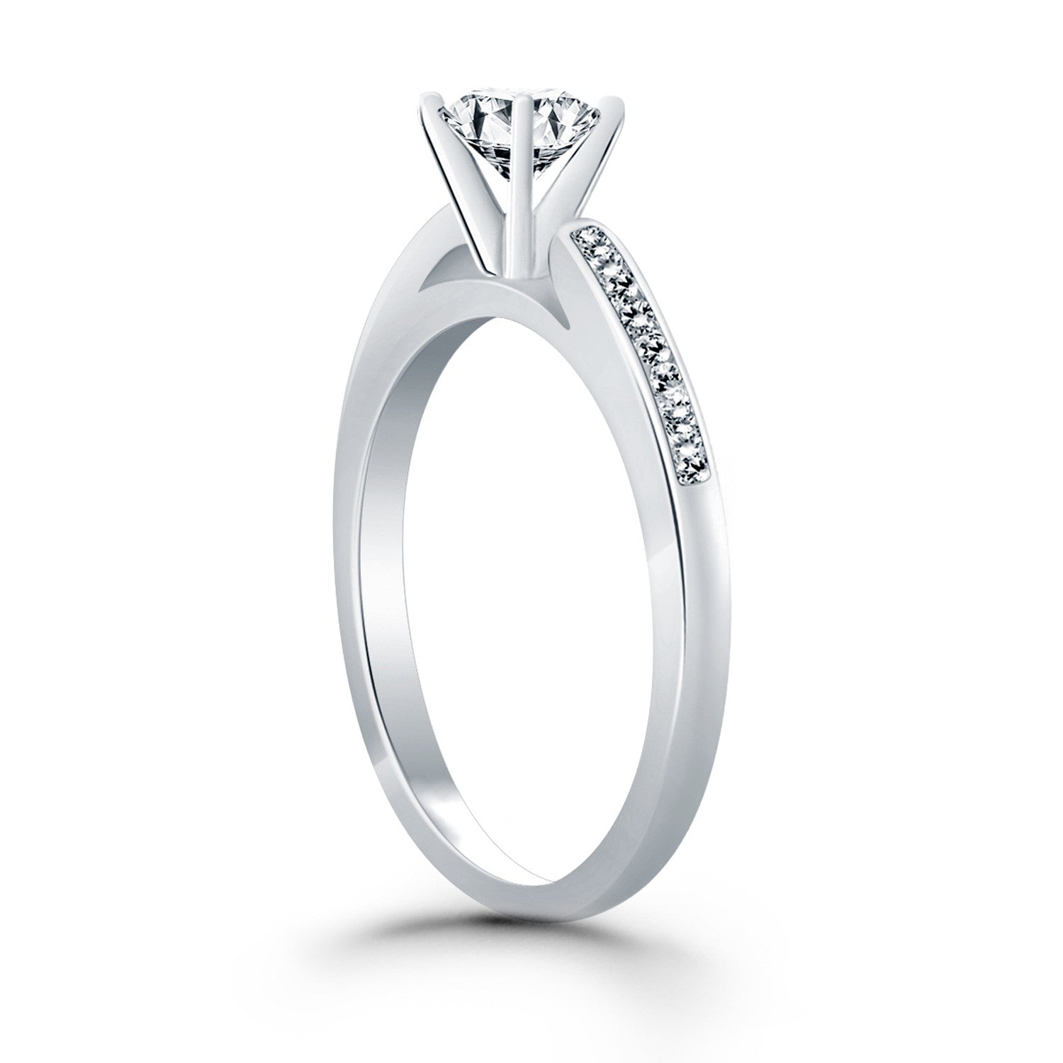 Cathedral Diamond Engagement Ring in 14K White Gold | 0.70 cttw
