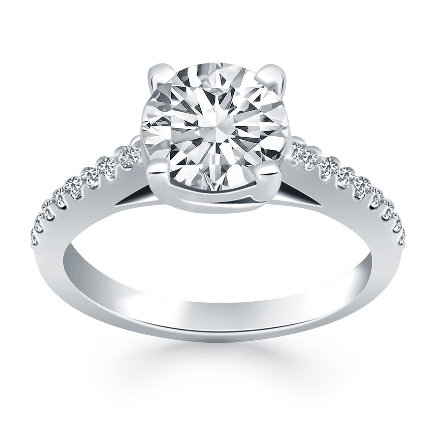 Round Cut Diamond Trellis Engagement Ring in 14K White Gold | 0.70 cttw