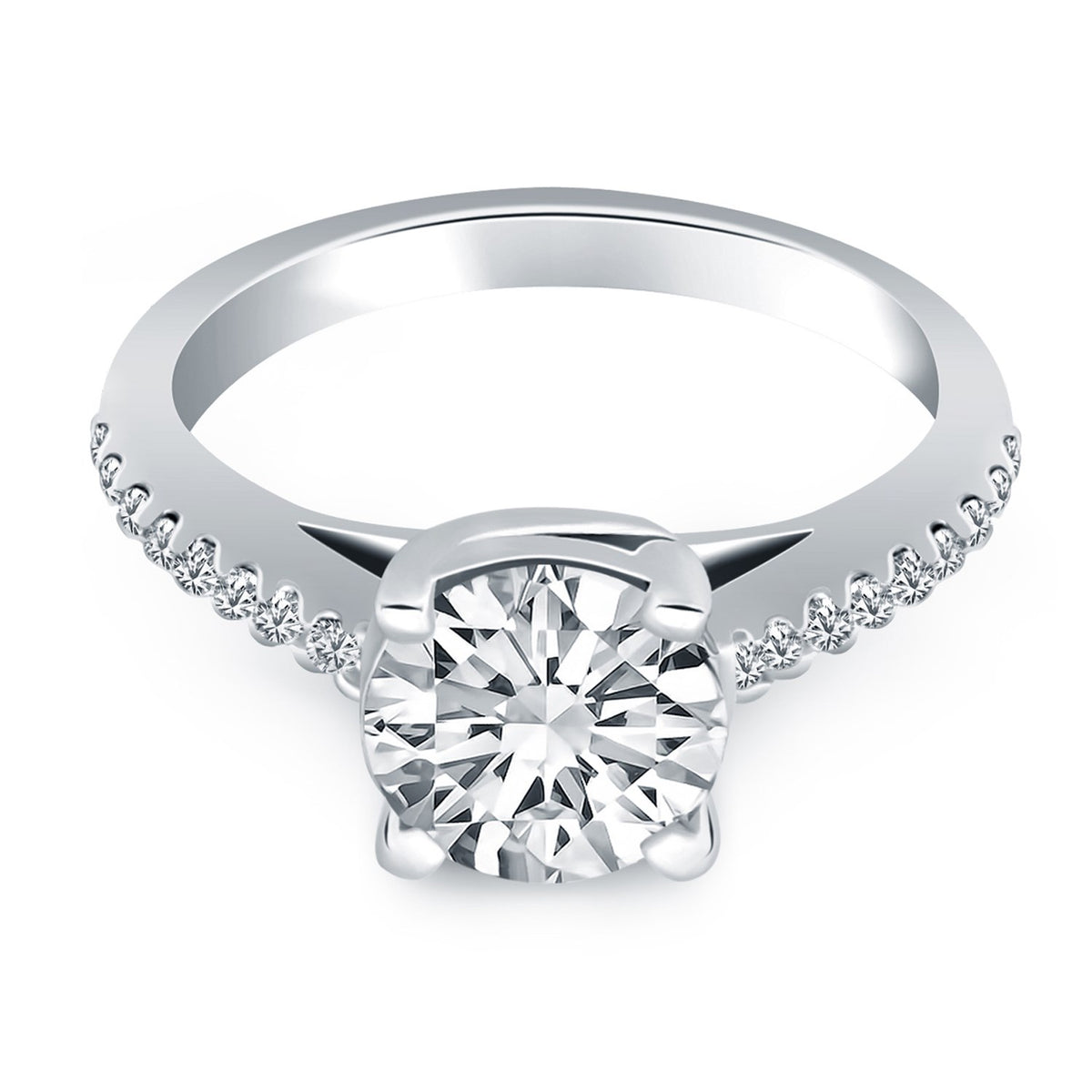 Round Cut Diamond Trellis Engagement Ring in 14K White Gold | 0.70 cttw
