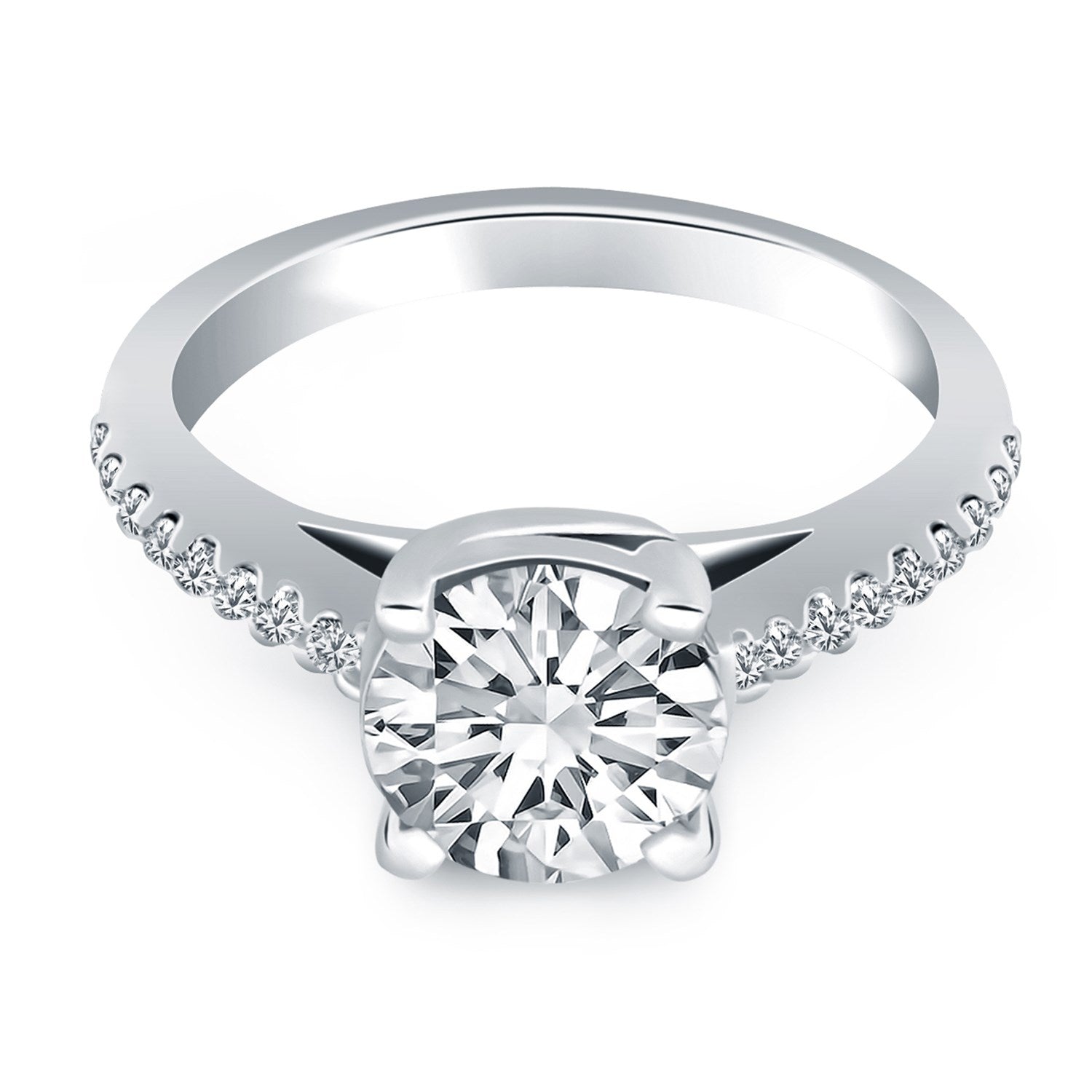 Round Cut Diamond Trellis Engagement Ring in 14K White Gold | 0.70 cttw