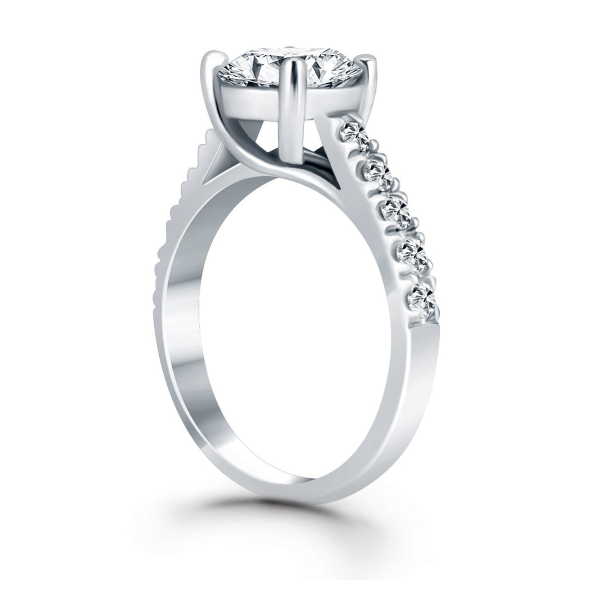 Round Cut Diamond Trellis Engagement Ring in 14K White Gold | 0.70 cttw