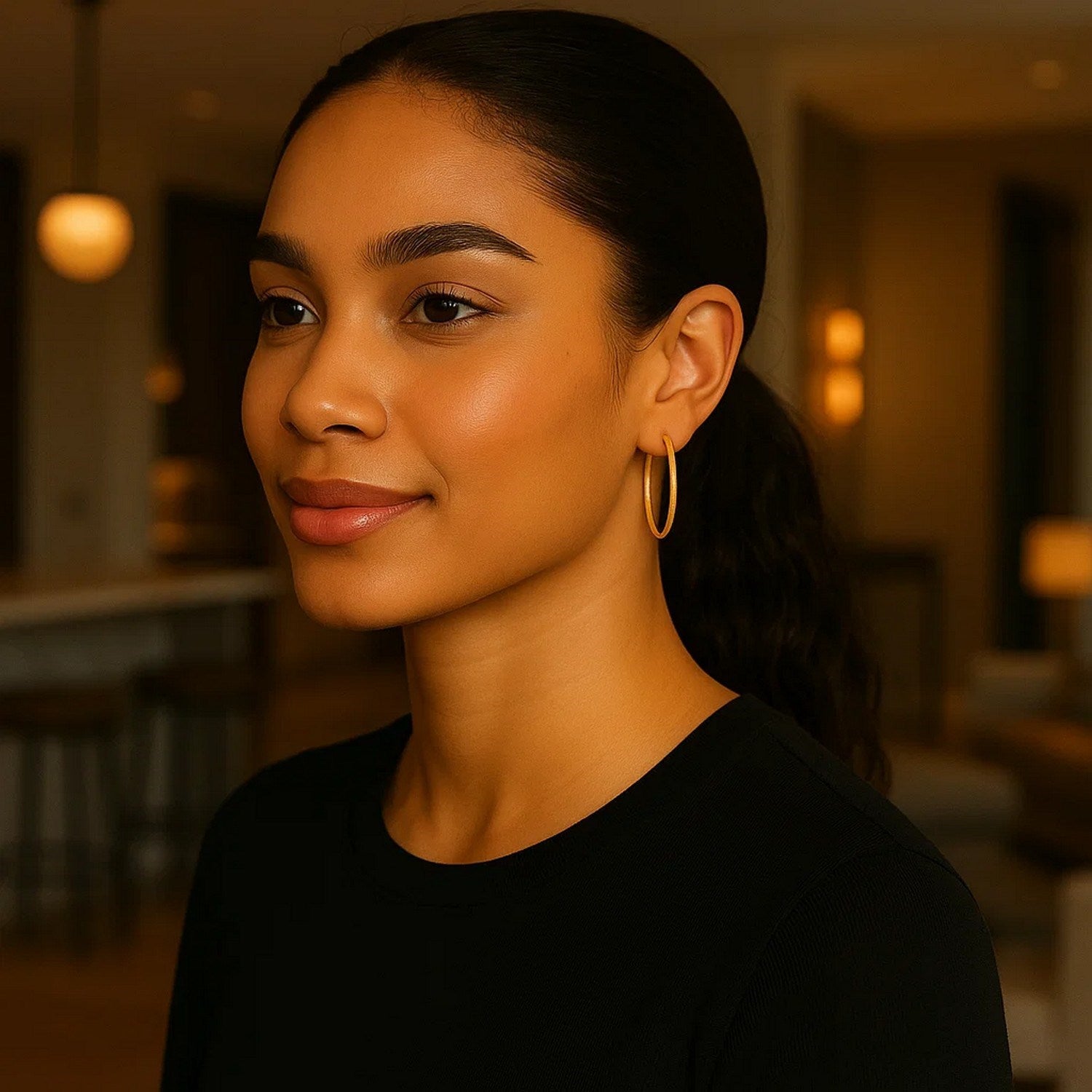 Classic Polished Hoop Earrings in 14K Gold | 3x25mm