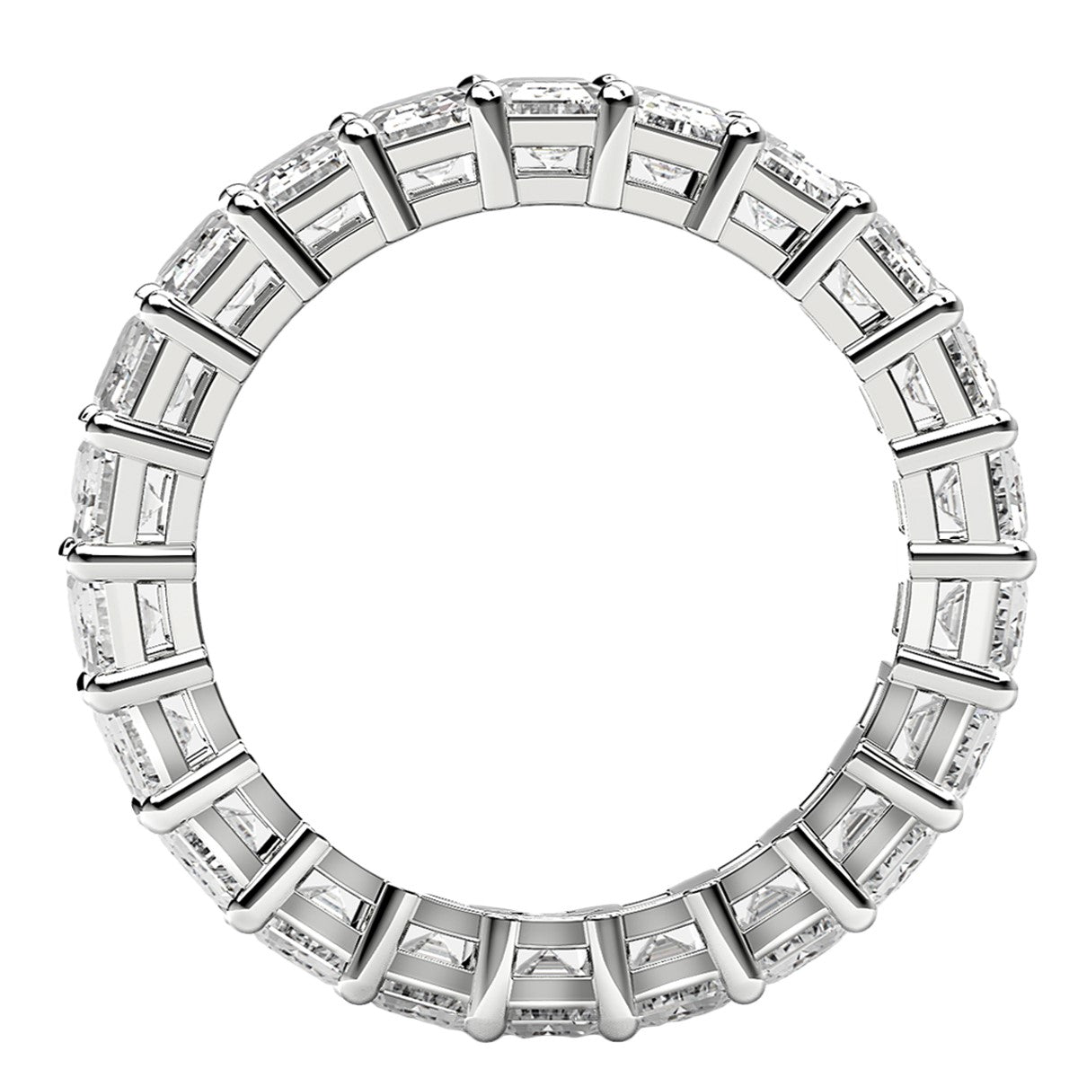 5.00ct Emerald Cut Lab Grown Diamond Eternity Ring — Step Facets Detail, DEEVE