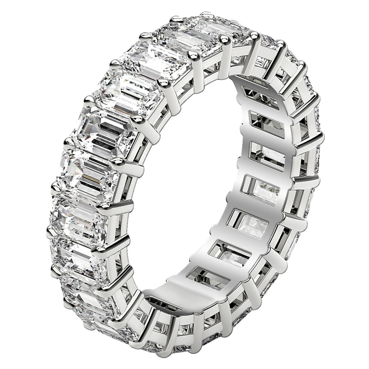 5.00ct Emerald Cut Diamond Eternity Ring — Band Width Close-Up, DEEVE