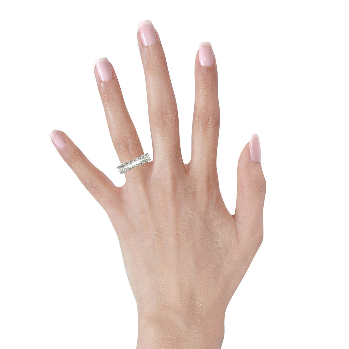 5.00ct Emerald Cut Lab Grown Diamond Ring — Lifestyle On-Hand, White Gold, DEEVE