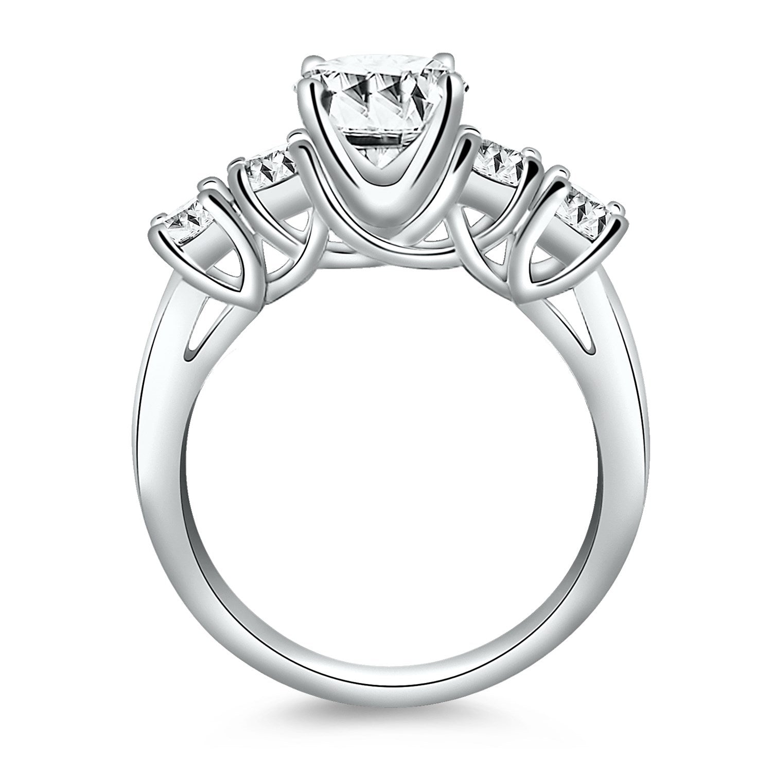 Five Stone Diamond Trellis Engagement Ring in 14K White Gold | 0.90 cttw