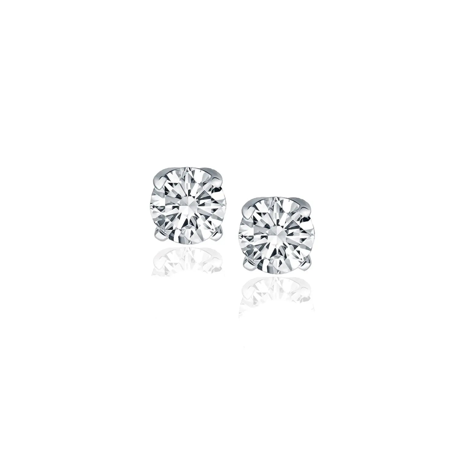 0.50ct Natural Diamond Stud Earrings in 14K White Gold, front view, DEEVE