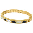 Onyx and Mother-of-Pearl Art Deco Bangle in 14K Yellow Gold