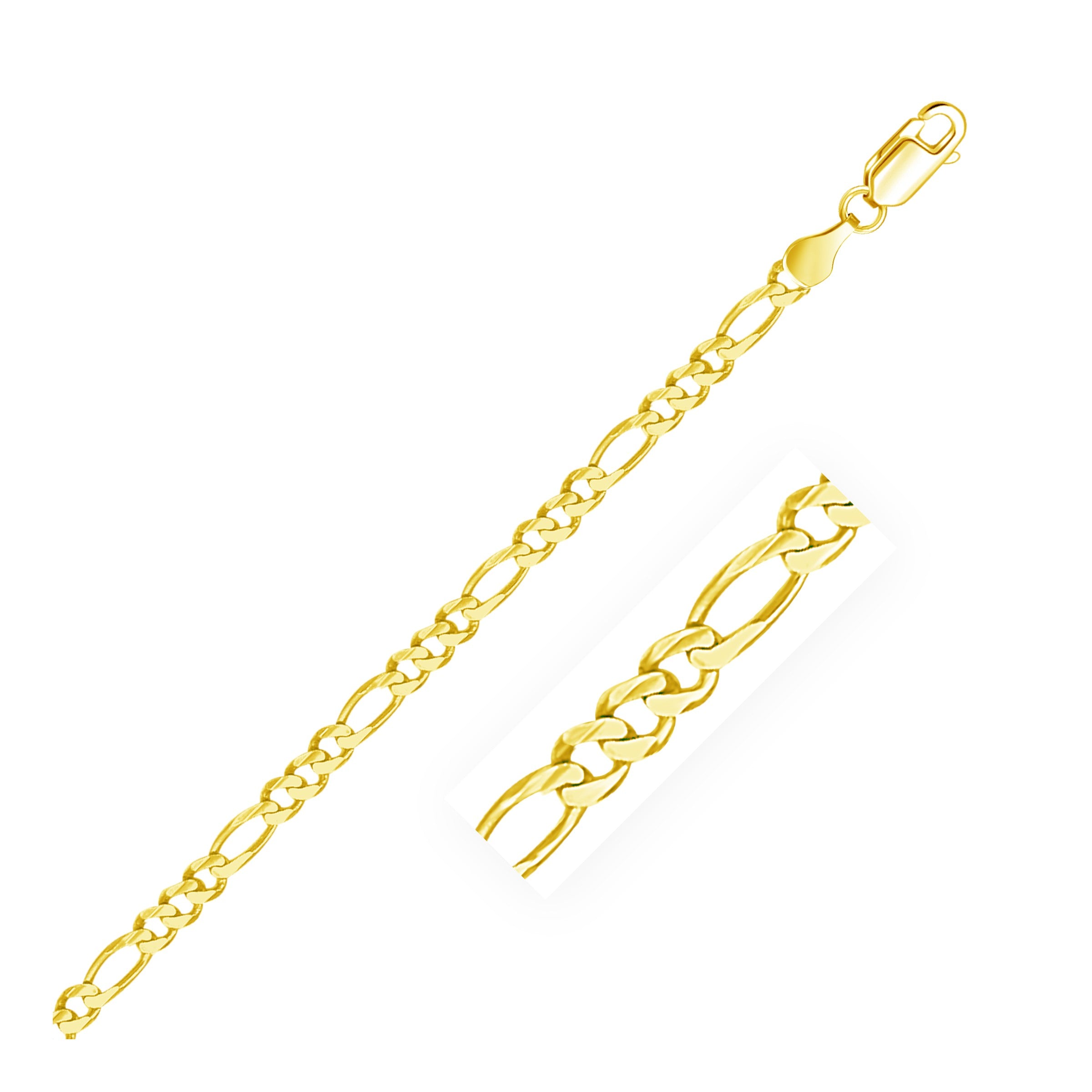 14K Solid Gold Figaro Chain Bracelet - 3.80 mm