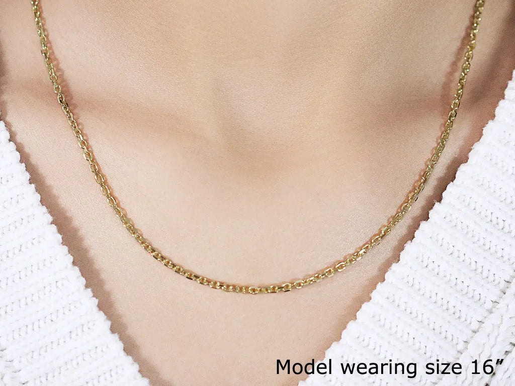 Diamond Cut Cable Link Chain in 18K Yellow Gold  Chains DEEVE