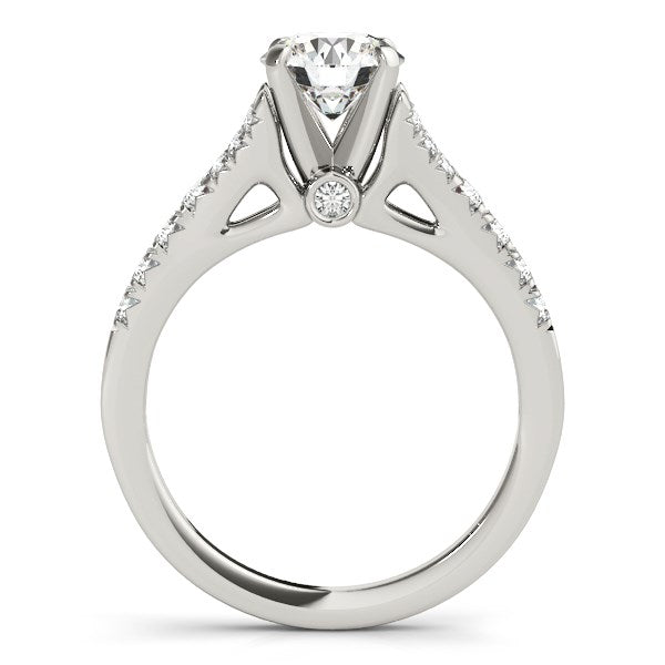 Round Cut Diamond Engagement Ring in 14K White Gold | Split Shank | 1.33 cttw