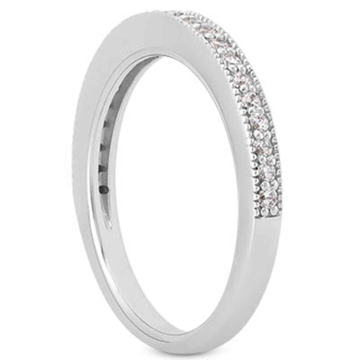 Pavé Diamond Milgrain Wedding Band in 14K White Gold | 0.23 Ct