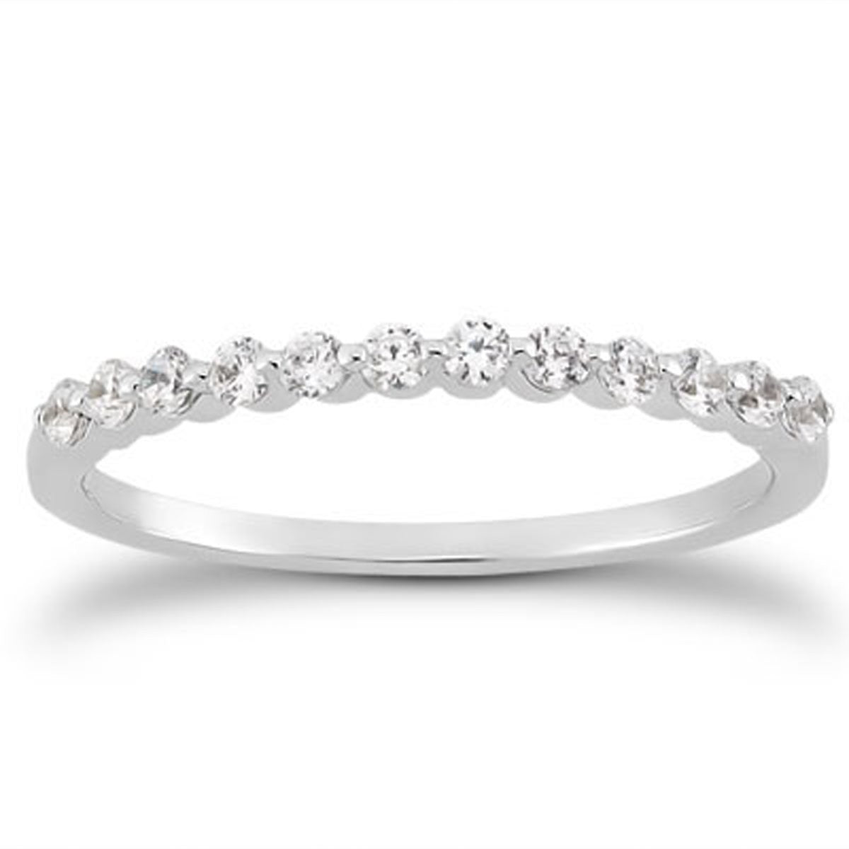Floating Diamond Wedding Band in 14K White Gold