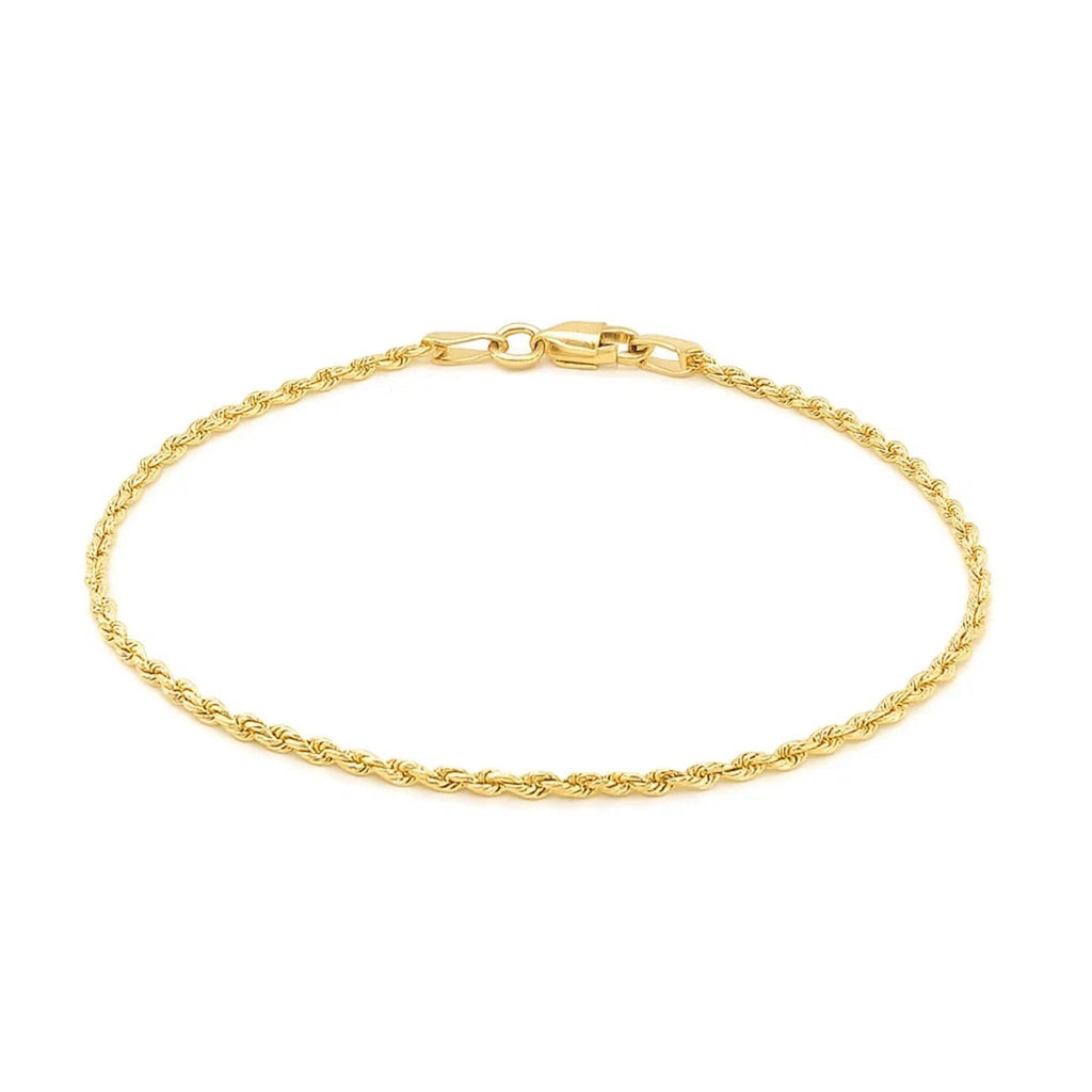 Diamond-cut rope bracelet in 14K yellow gold, 1.60mm, laid flat in a circle