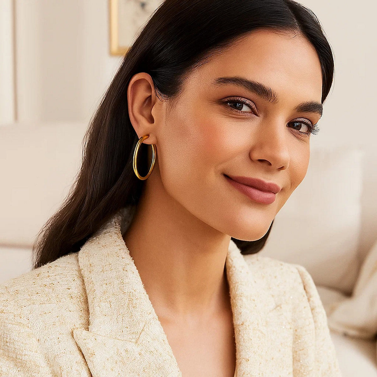 Wide Polished Hoop Earrings in 14K Gold | 4x40mm