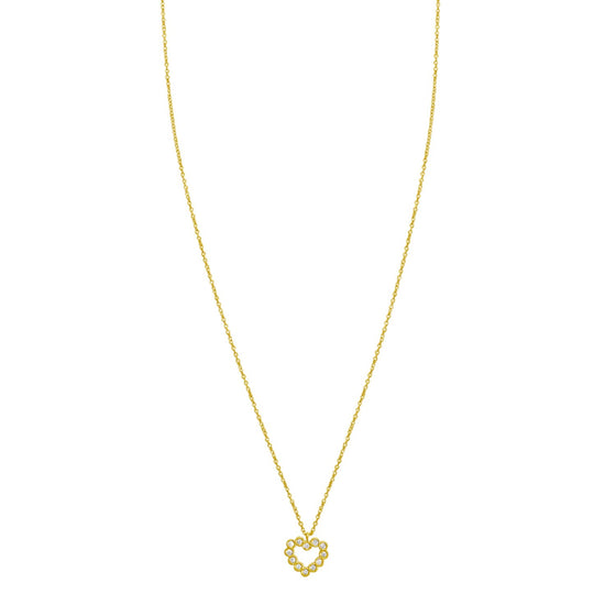 Petite Diamond Heart Pendant Necklace in 14K Yellow Gold