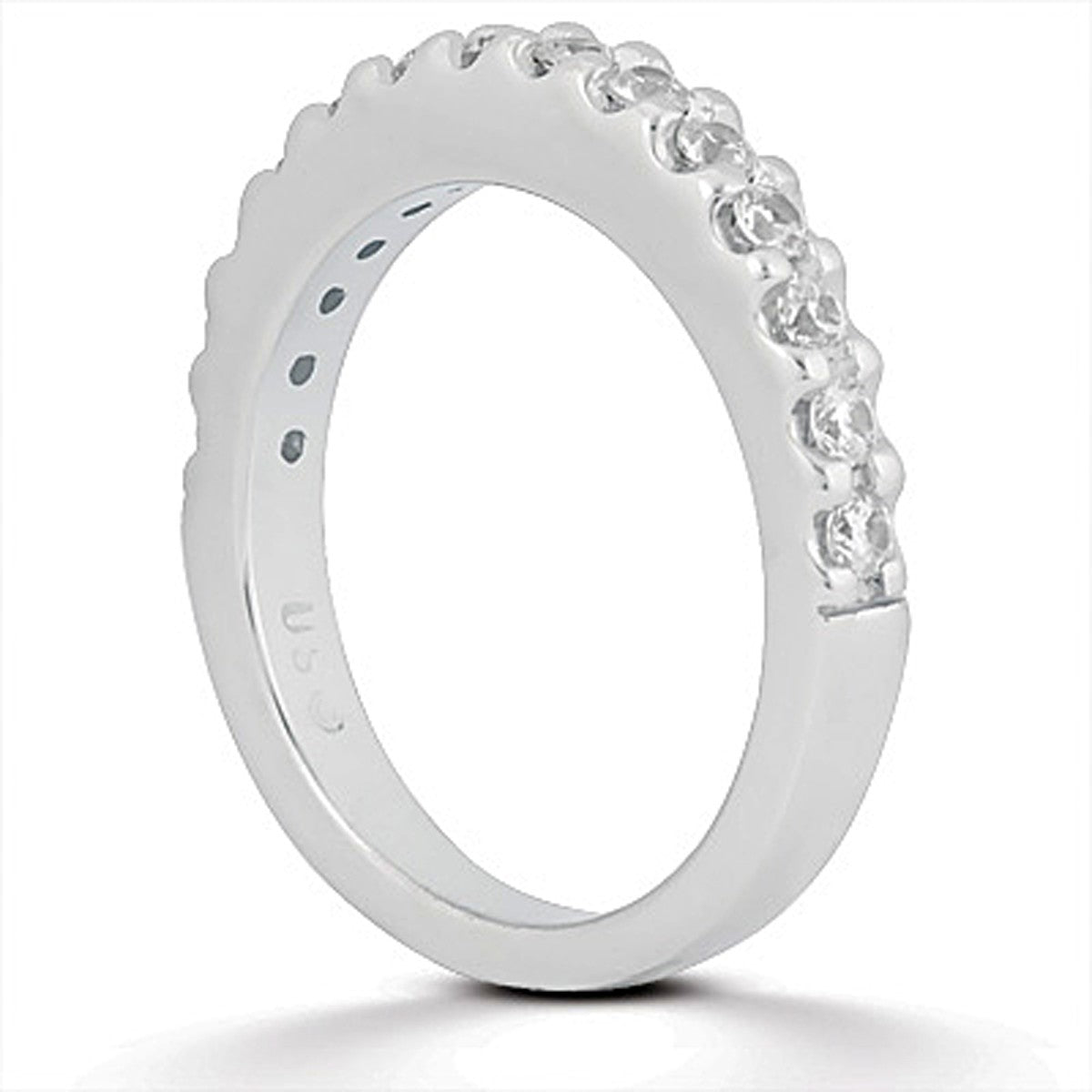 Scalloped Diamond Wedding Band in 14K White Gold | 0.70 Ct