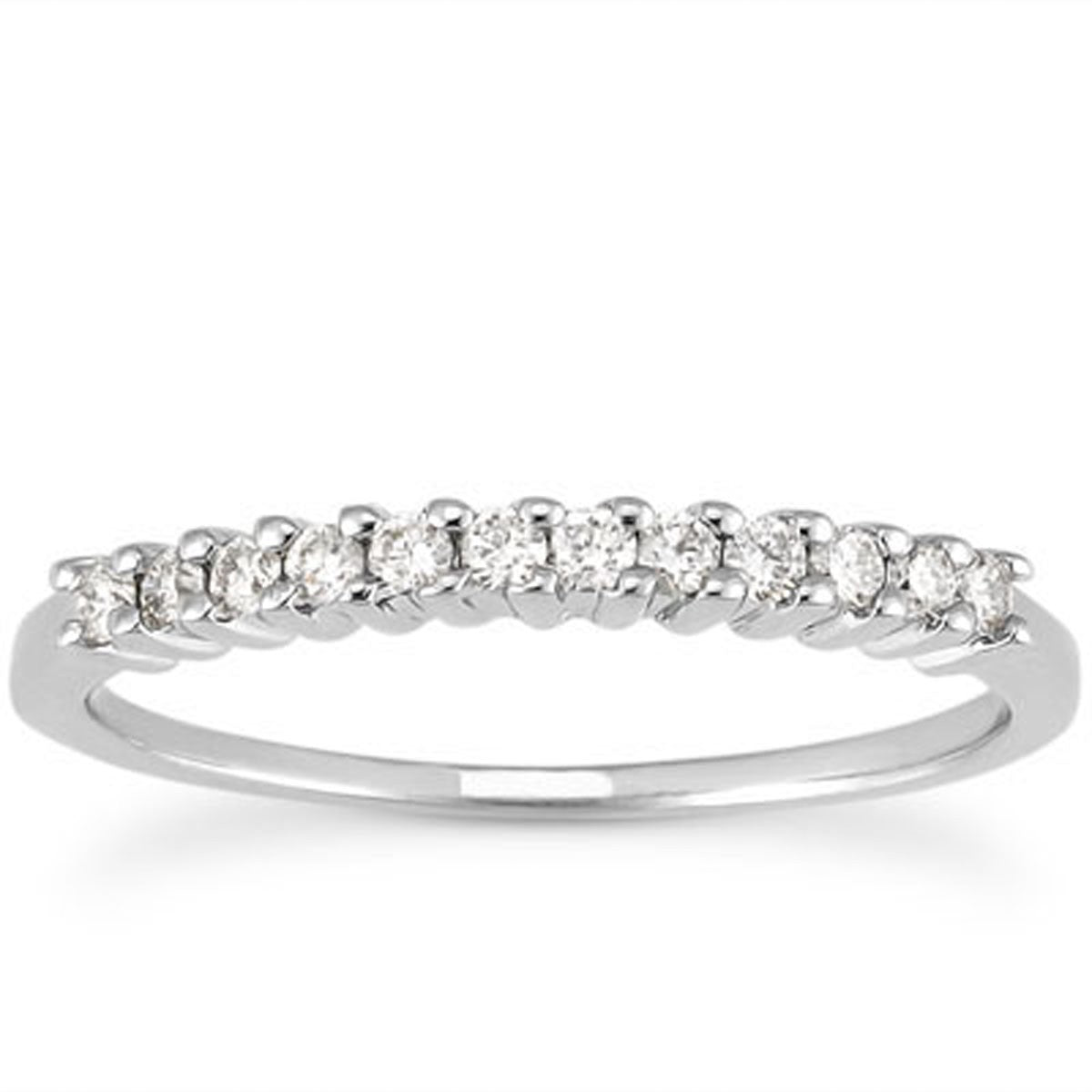 Diamond Wedding Band in 14K White Gold | Shared Prongs