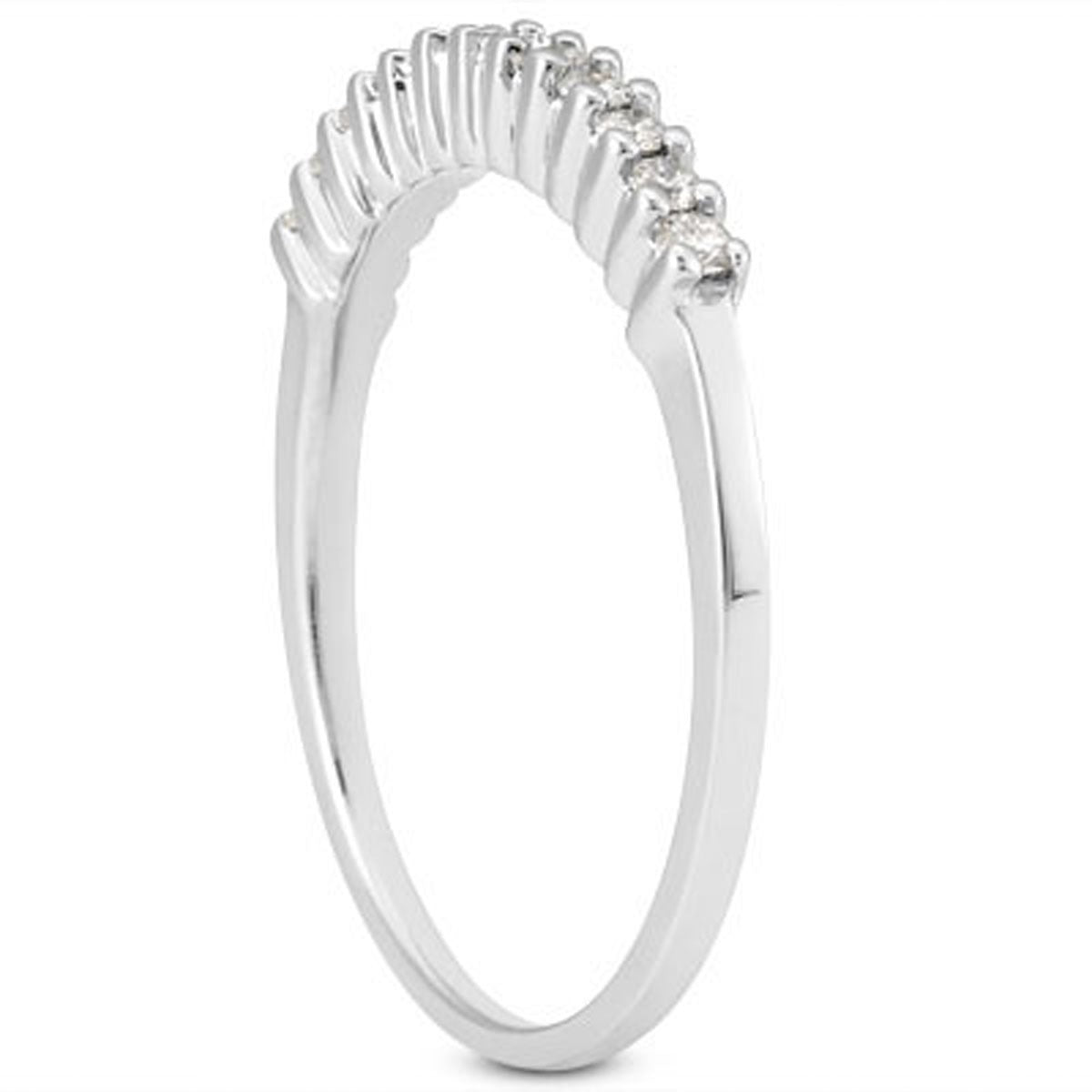 Diamond Wedding Band in 14K White Gold | Shared Prongs