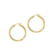 Polished Hoop Earrings in 14K White or Yellow Gold | 30mm x 3mm