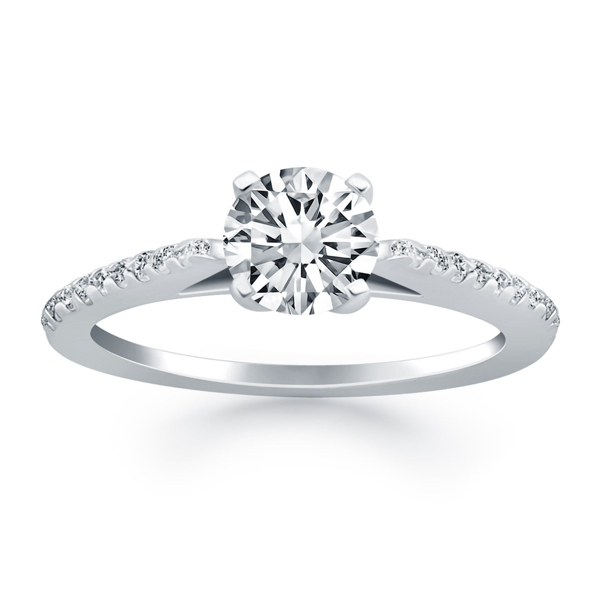 Cathedral Diamond Engagement Ring in 14K White Gold | 0.68 cttw