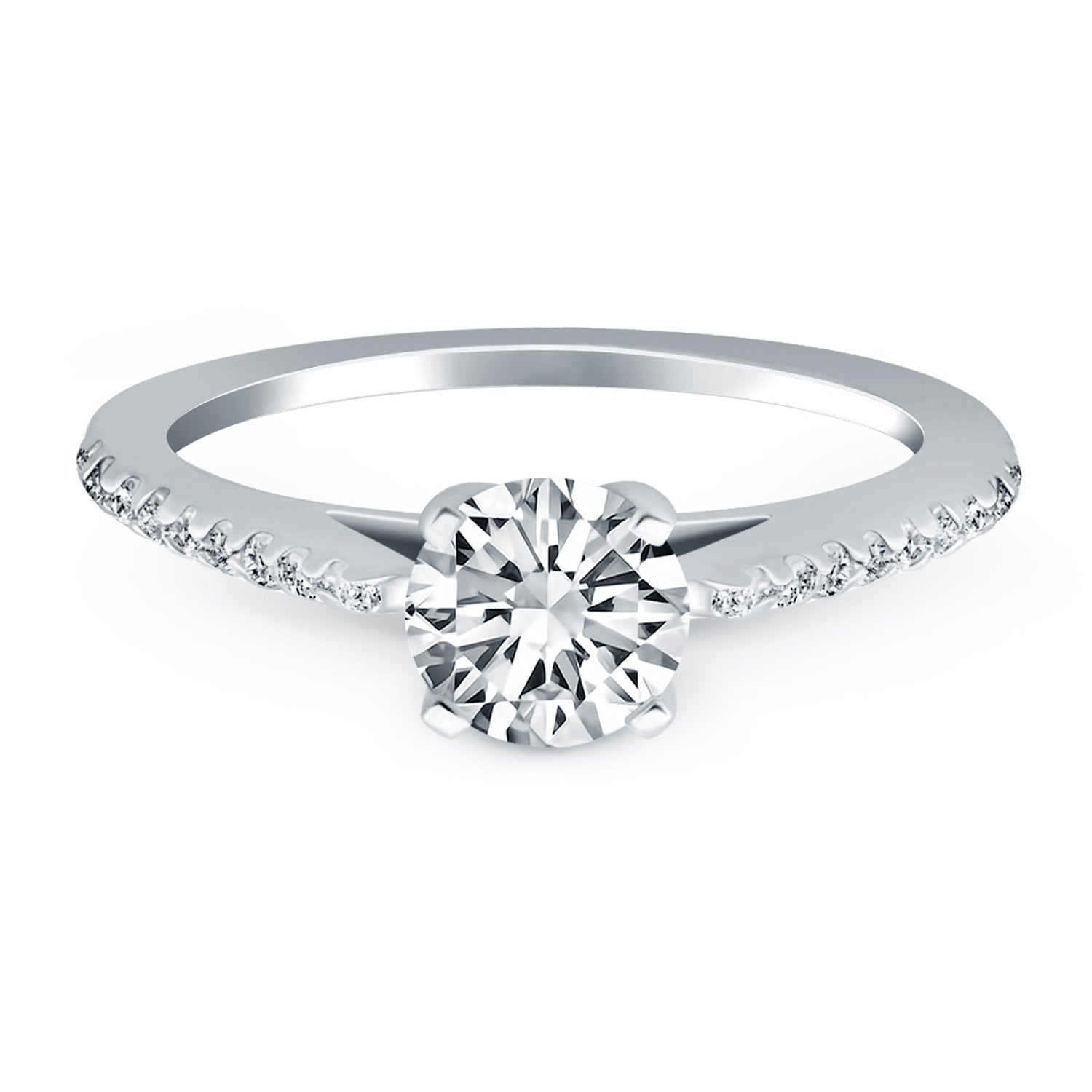 Cathedral Diamond Engagement Ring in 14K White Gold | 0.68 cttw
