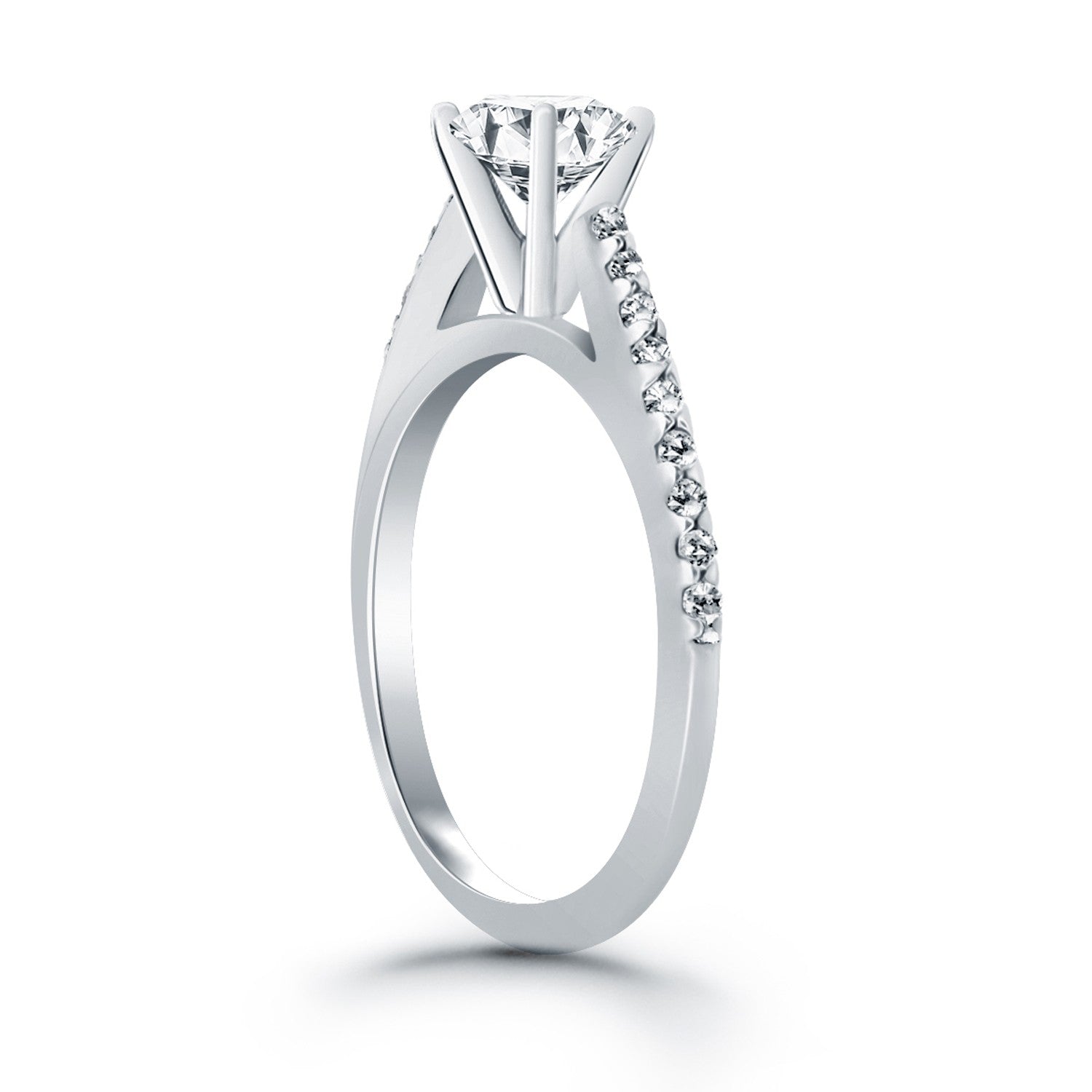 Cathedral Diamond Engagement Ring in 14K White Gold | 0.68 cttw