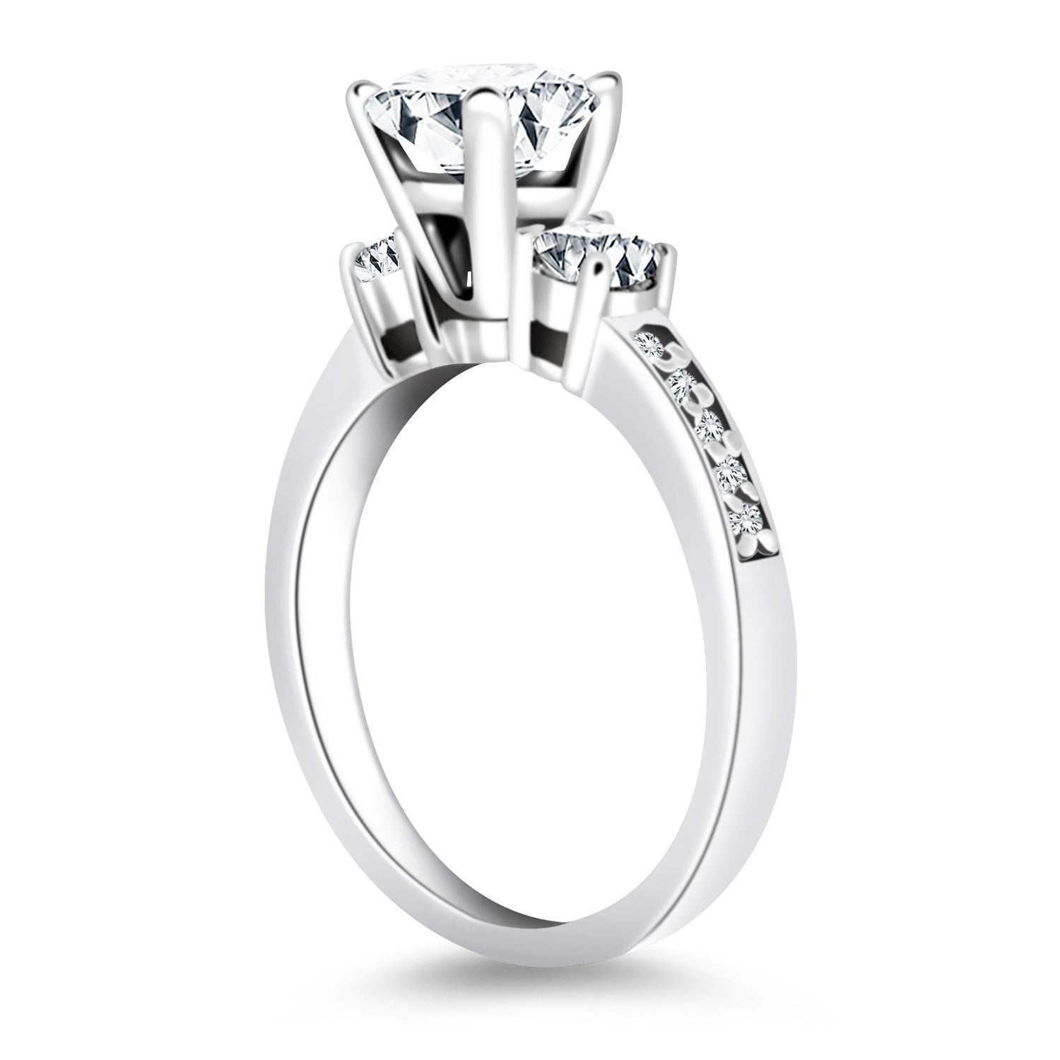 Three Stone Diamond Engagement Ring in 14K White Gold