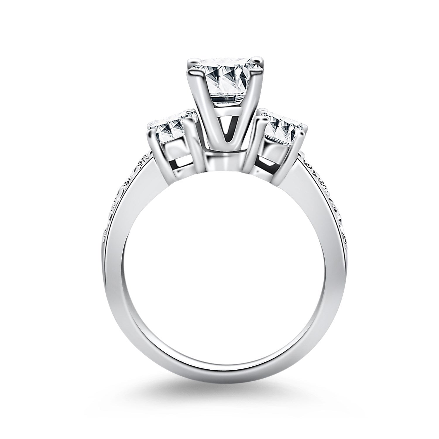 Three Stone Diamond Engagement Ring in 14K White Gold