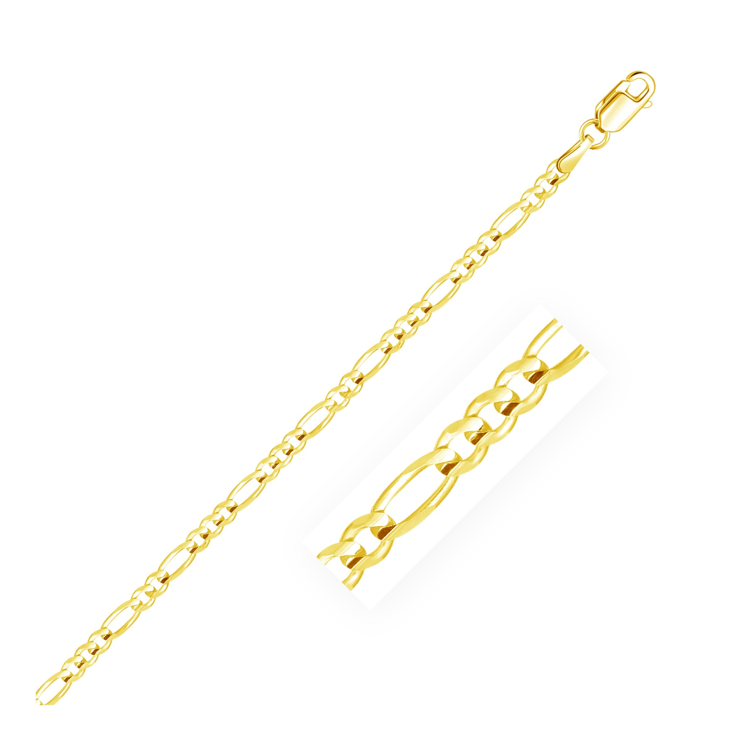 Solid Figaro Chain Necklace in 14K Gold | 3.00mm