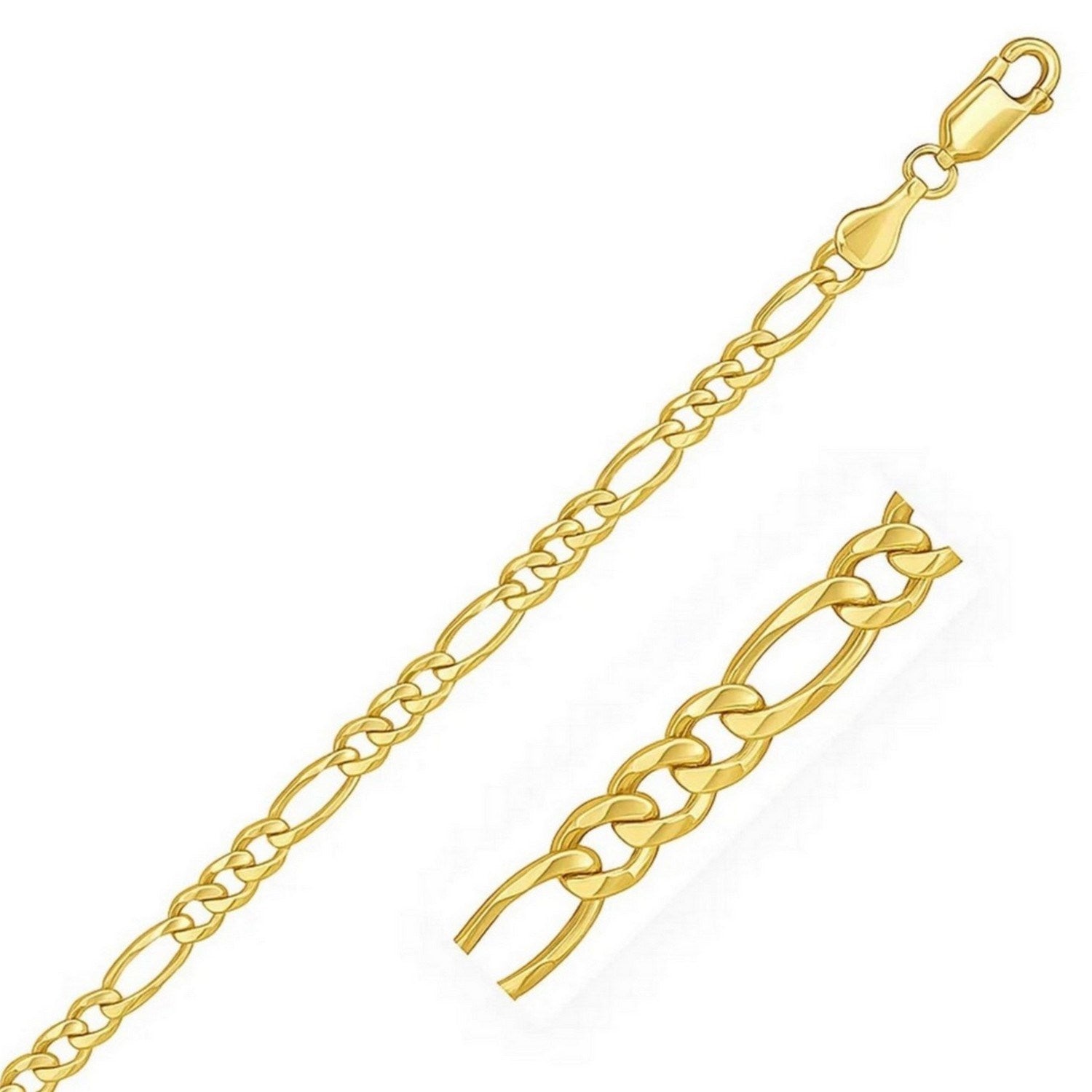 Solid Figaro Chain Necklace in 14K Gold | 6.00mm