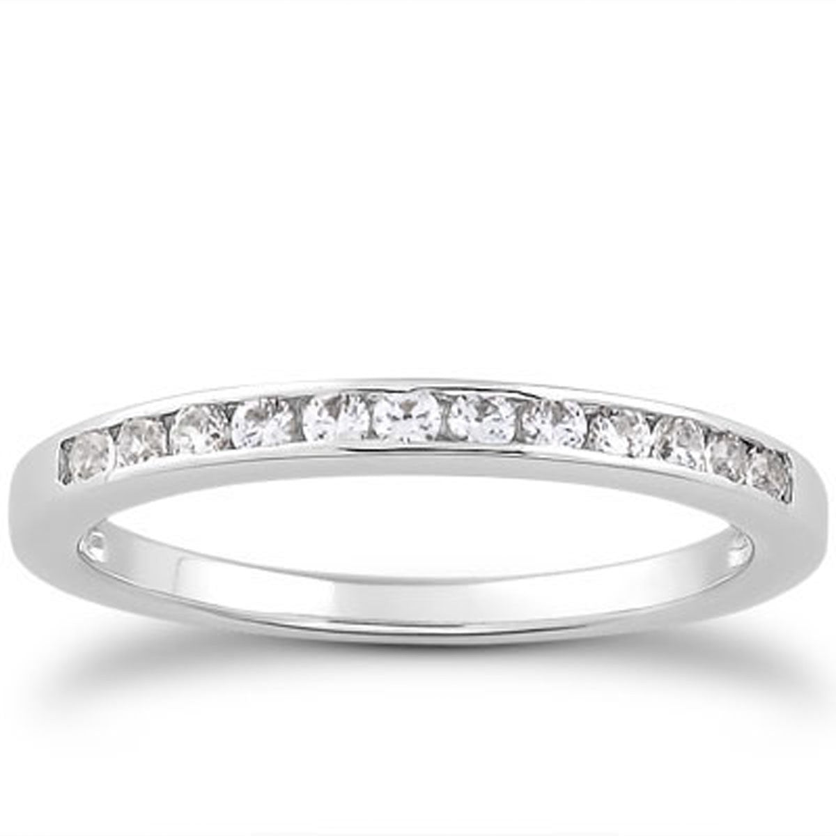 Channel Set Diamond Wedding Band in 14K White Gold | 1/3 round