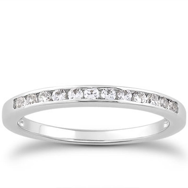 Channel Set Diamond Wedding Band in 14K White Gold, 1/3 round