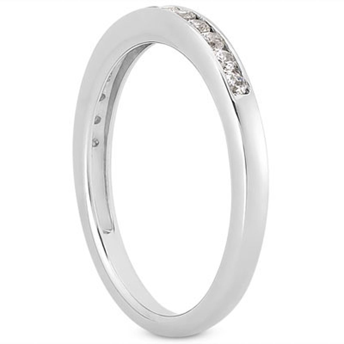 Channel Set Diamond Wedding Band in 14K White Gold | 1/3 round