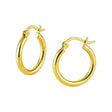 Polished Hoop Earrings in 14K White or Yellow Gold | 15mm x 2mm