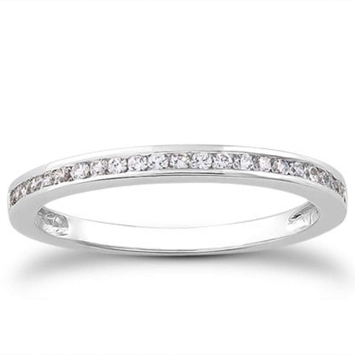 Channel Set Round Diamond Wedding Band in 14K White Gold