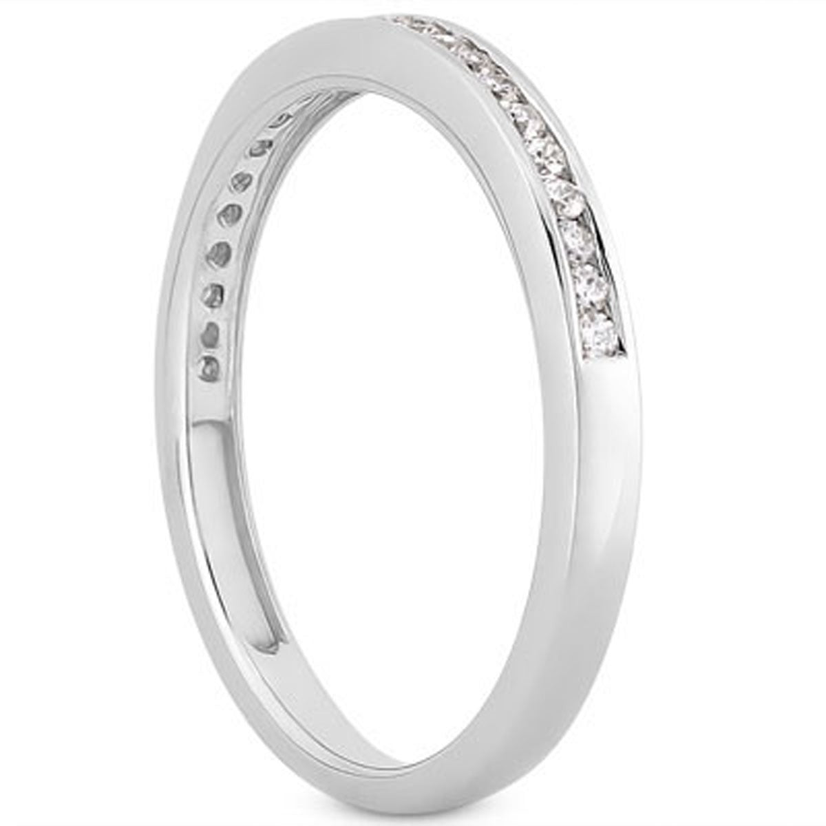 Channel Set Round Diamond Wedding Band in 14K White Gold