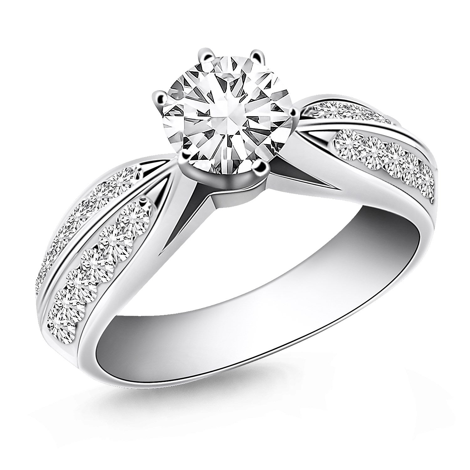 Cathedral Diamond Engagement Ring in 14K White Gold | 1.06 cttw