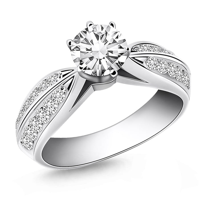 Cathedral Diamond Engagement Ring in 14K White Gold, 1.06 cttw