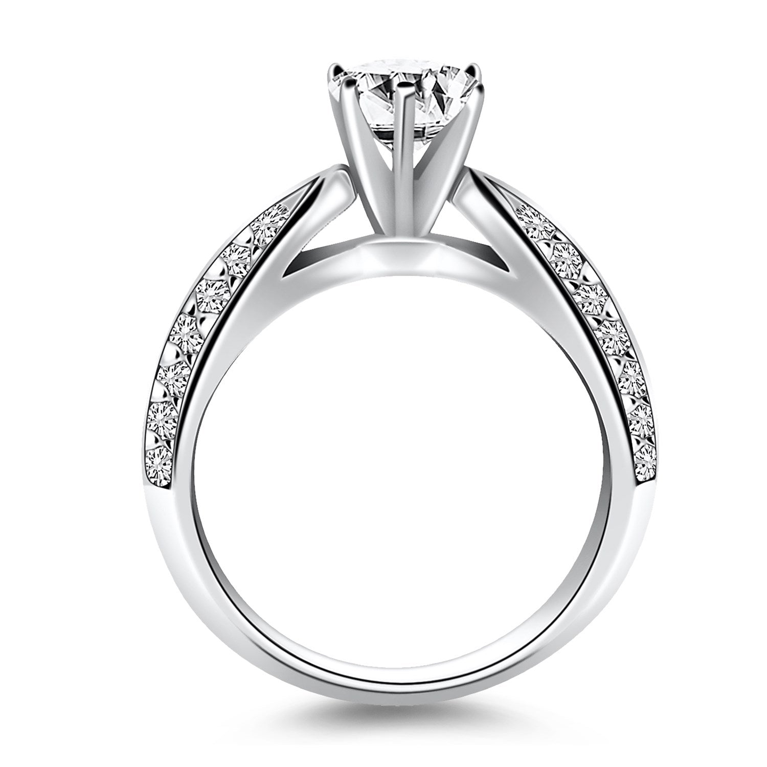 Cathedral Diamond Engagement Ring in 14K White Gold | 1.06 cttw