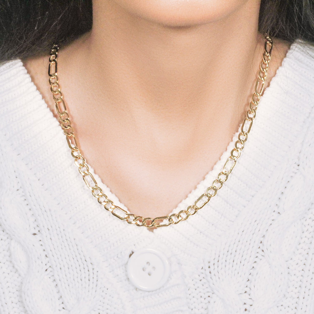 Figaro chain necklace in 14K yellow gold, 6.60mm