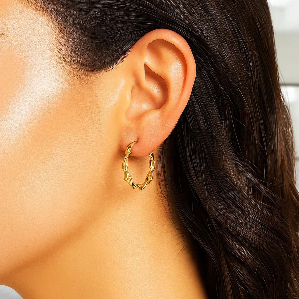 Twist Hoop Earrings in 14K Yellow Gold - 20mm