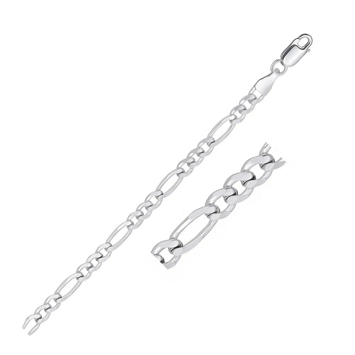 Solid Figaro chain necklace in 14K white gold, 4.50mm