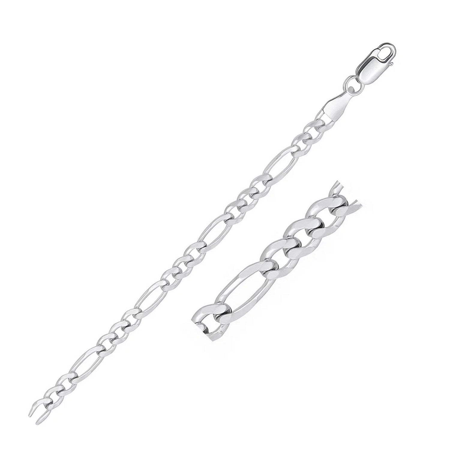 Solid Figaro chain necklace in 14K white gold, 4.50mm