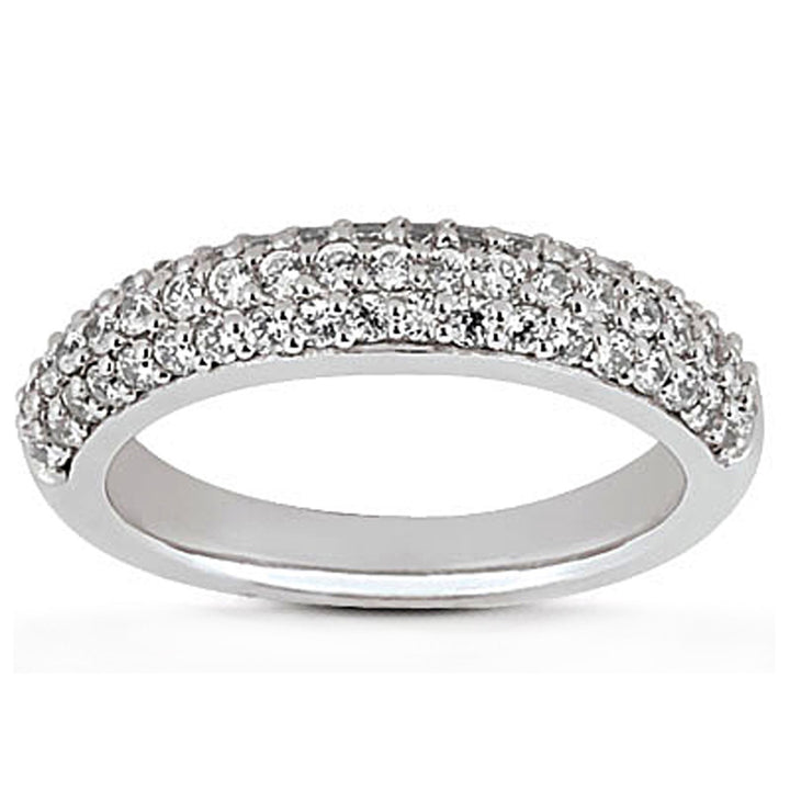 Micro-Pavé Diamond Wedding Band in 14K White Gold, 3.9 mm