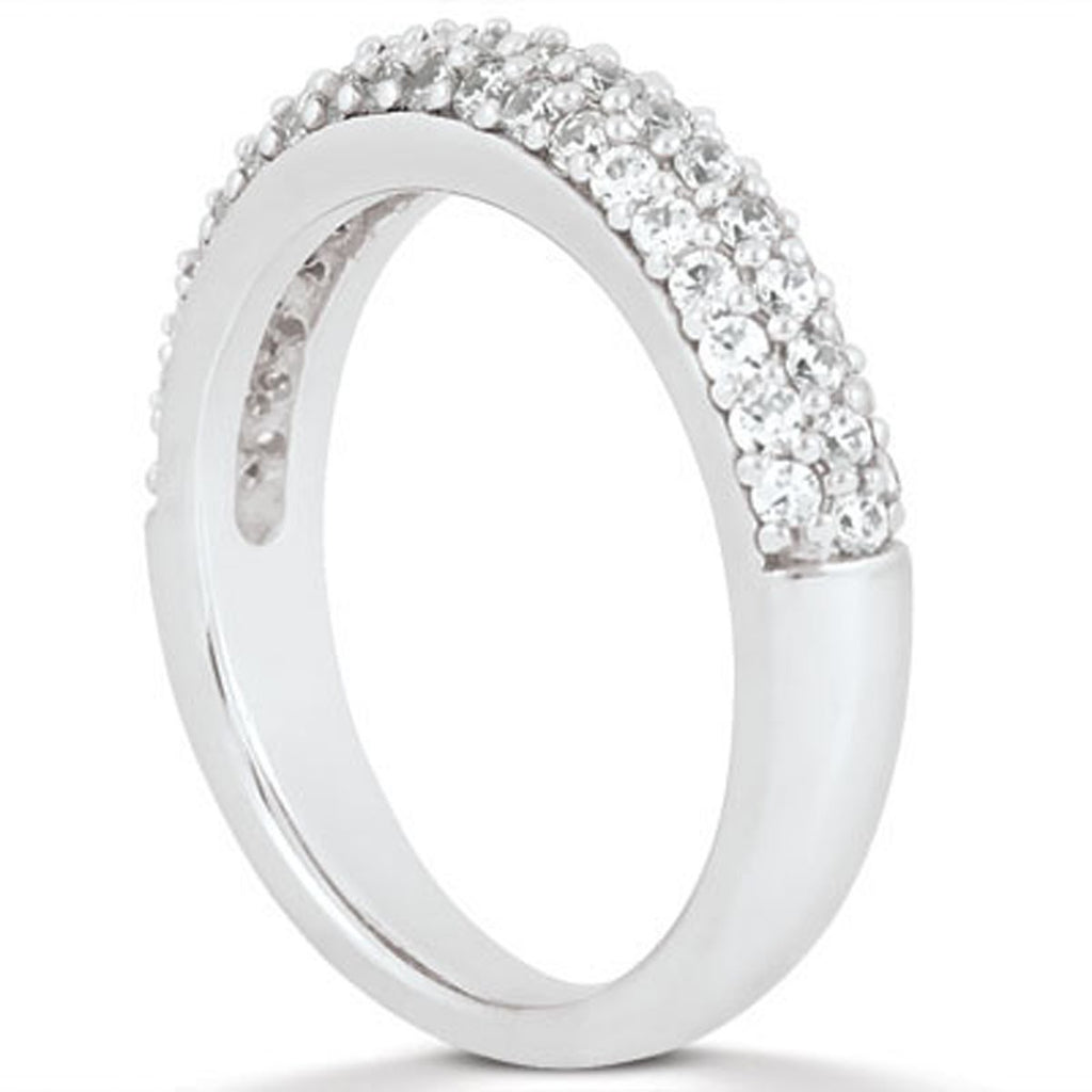 Micro-Pavé Diamond Wedding Band in 14K White Gold, 3.9 mm