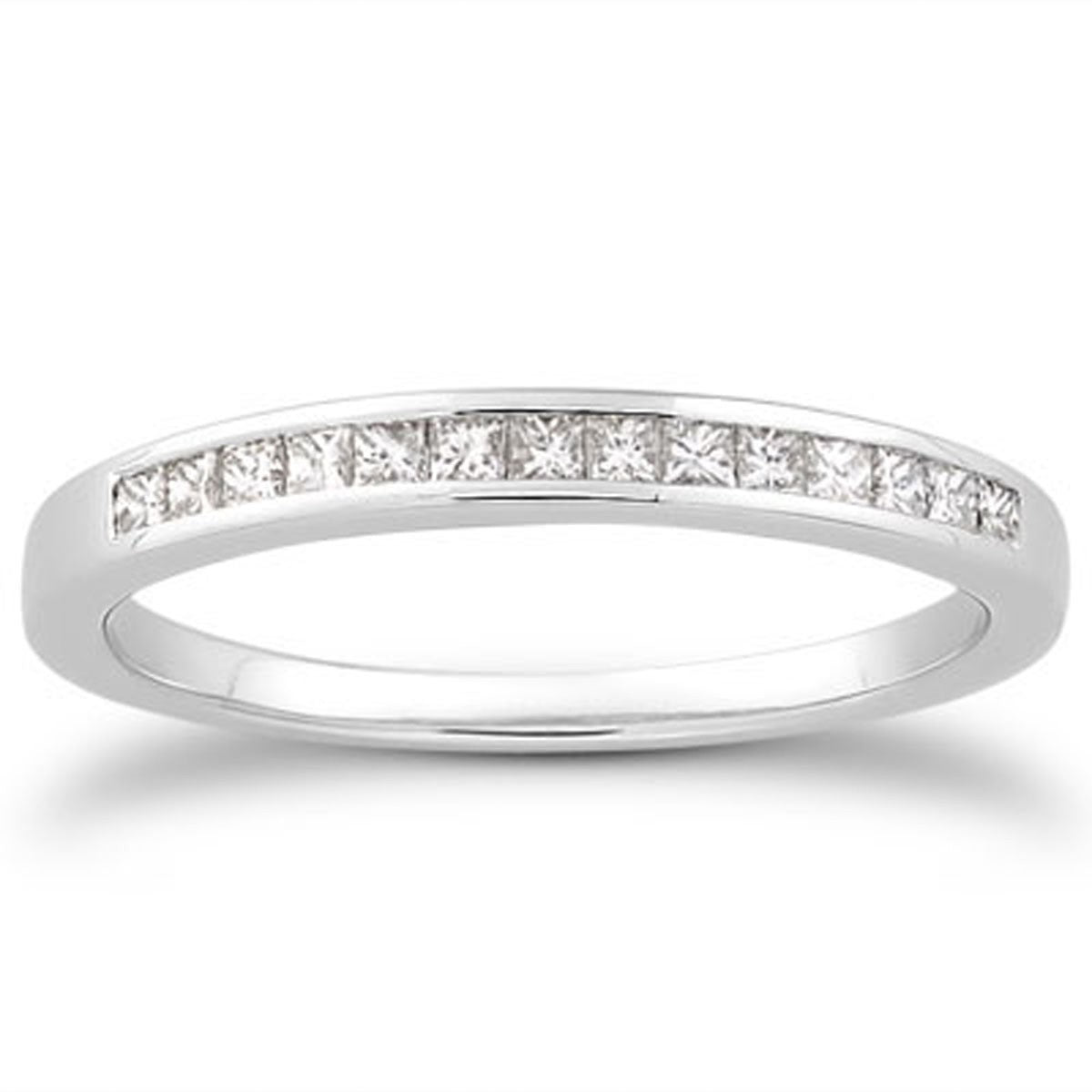 Princess Cut Diamond Channel Set Wedding Band in 14K White Gold | 0.17 Ct