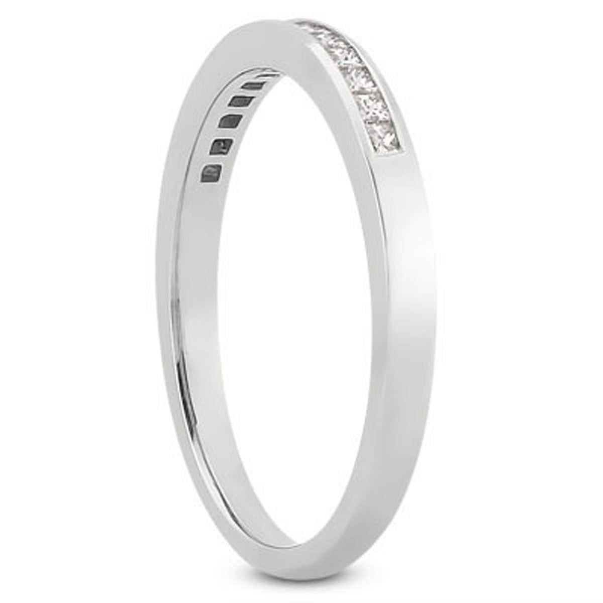 Princess Cut Diamond Channel Set Wedding Band in 14K White Gold | 0.17 Ct