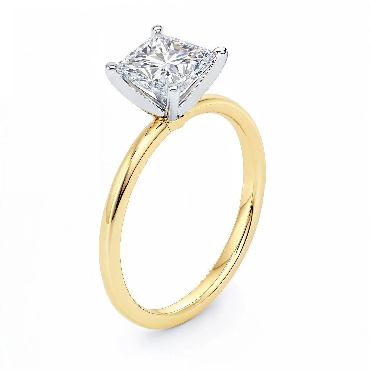 1.5 Carat Princess Lab Grown Diamond Solitaire Ring in 14K Yellow Gold